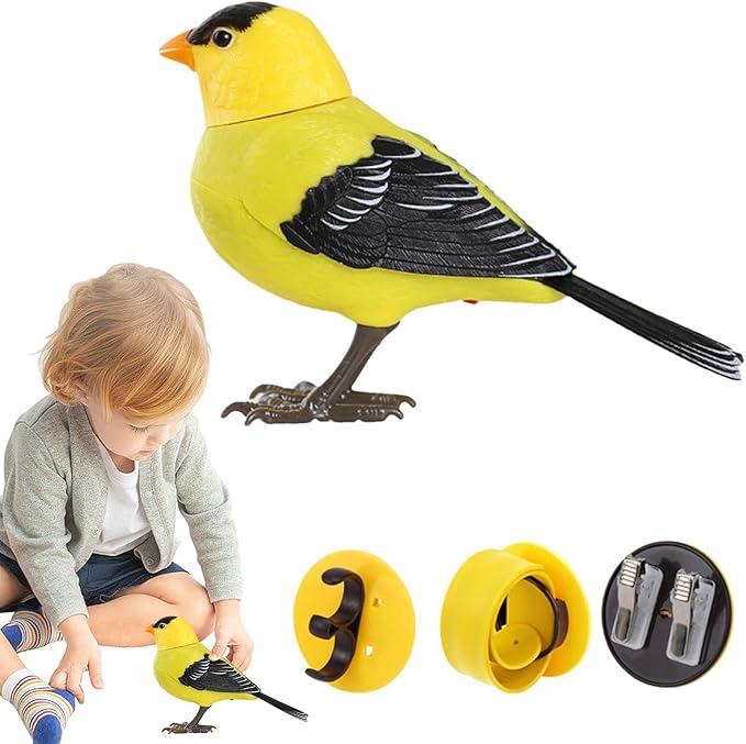 Electric Bird Toy, Realistic Singing & Chirping, Battery Operated, Light & Voice Control for Home Decoration