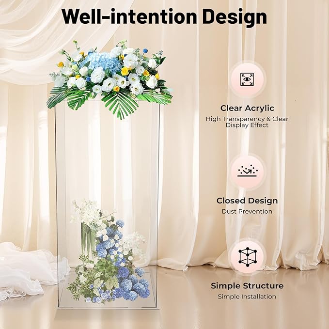 Acrylic Display Case (12 x 12 x 24 inch), Tall Clear Plastic Box Dust Proof Action Figures Toy Acrylic Case, Collectibles Display Case Display Countertop Box for Display Figures Dolls