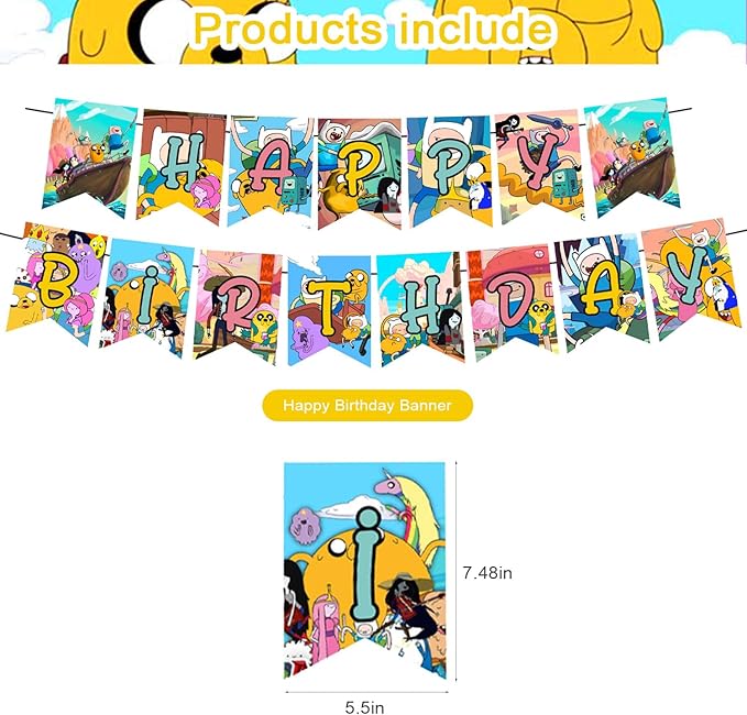 Time of Adventure Party Decorations,Adventure Birthday Party Supplies Includes Banner- Cake Topper - 24 Cupcake Toppers - 18 Balloons