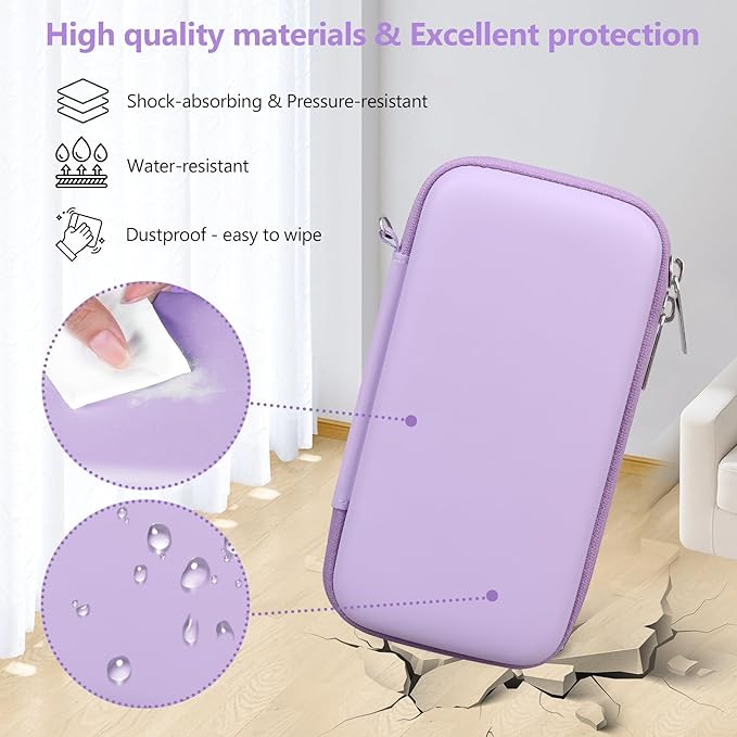 Supmay Carrying Case Compatible with CCTU / TEBIYOU Kids Handheld Games Preloaded 218 Retro Video Games, Portable Gaming Electronic Toys Storage Holder Travel Bag with Mesh Pocket for USB Cable,Purple