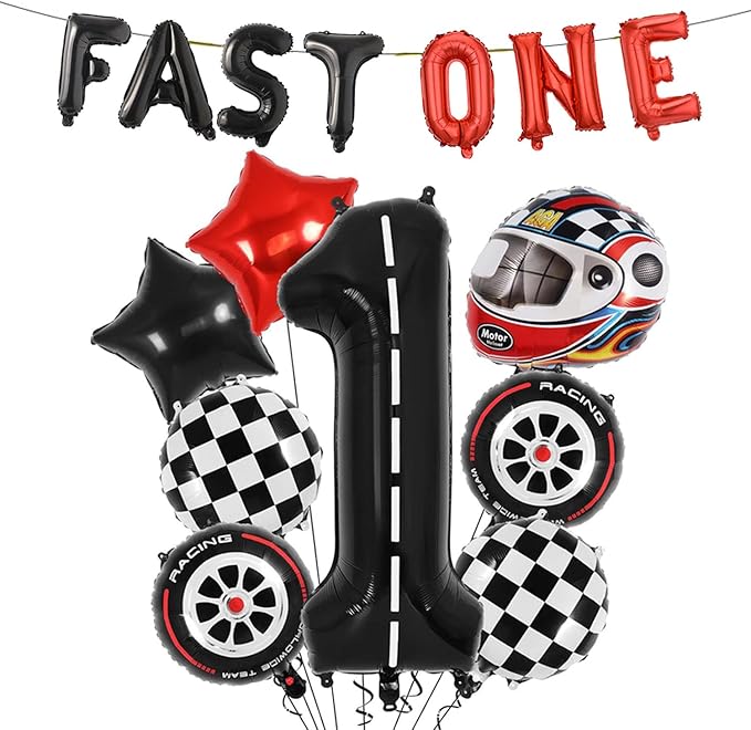 Fast One Race Car 1st Birthday Balloons Decoration Backdrop Racing Car 1st Birthday Decoration Boys Race Car Themed Bday Party Supplies