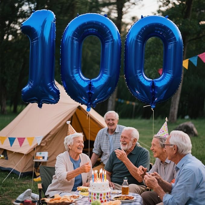 40 Inch Navy blue Number 100 Digital Balloon,Jumbo Mylar Foil Helium Balloon for 100 Balloons for Birthday Party,Wedding Anniversary Party Decorations