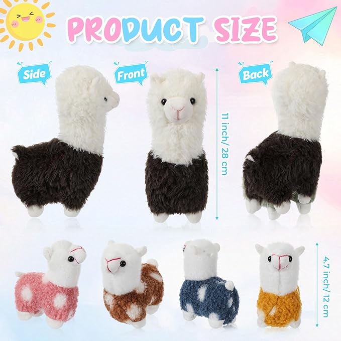 Civaner Llama Stuffed Animal with 4 Baby Llama Plushies Cute Alpaca Plush Set Soft Kawaii Alpaca Pillow for Kids Girls Easter Mother's Day Birthday Party Charity Donation Home Decor(Brown)