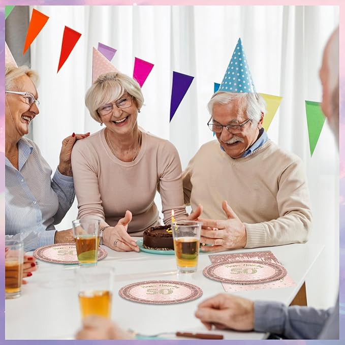 40pcs 50th Birthday Decorations for Women Rose Gold Fifty Year Old Party Supplies Include 50th Birthday Plates and Napkins Set 1976 50 Years Old Disposable Tableware Party Supplies for Girl Ladies