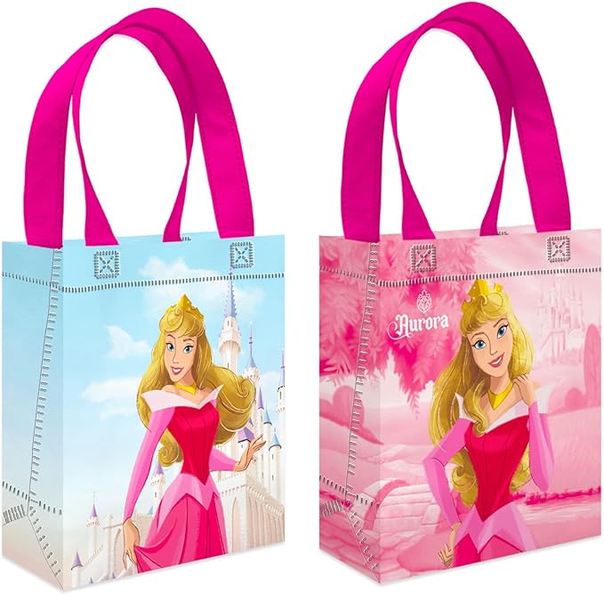 Sleeping Beauty Party Favor Bags Set – 24 Pack 8" Disney Princess Aurora Goodie Bags for Kids Bulk Reusable Mini Totes | Disney Sleeping Beauty Birthday Party Supplies