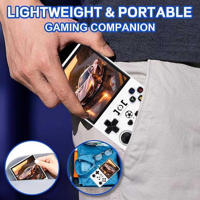 R36MAX Handheld Game Console - 4.0-Inch Screen, Support 22000+Classic Games,128G TF Card,Portable Console with Open Source System,4000mAh Battery,Birthday Gift for Adult or Partner - White