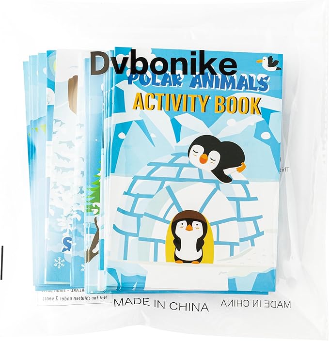 Dvbonike 24Pcs Polar Animals Activity Books for Kids Bulk Winter Mini Fun Games Coloring Book Party Favors Penguin Goodie Bags Stuffers for Christmas Birthday Classroom School Rewards Supplies