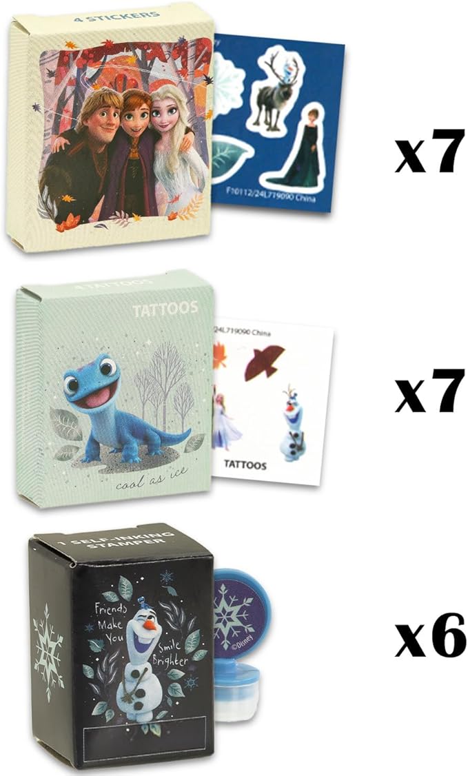 Disney Frozen Party Favors for 20 Guests Bundle ~ 20 Pieces Frozen Favor Boxes with Stickers, Tattoos and Stampers for Kids Birthday Party | Disney Frozen Party Supplies and Decorations Combo Pack