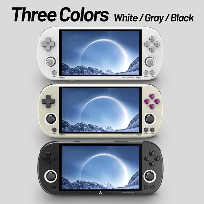 Trimui Smart Pro Handheld Game Console 4.96-Inches Display Game Console, Linux System with Allwinner A133P Processor Built-in 64G TF Card White