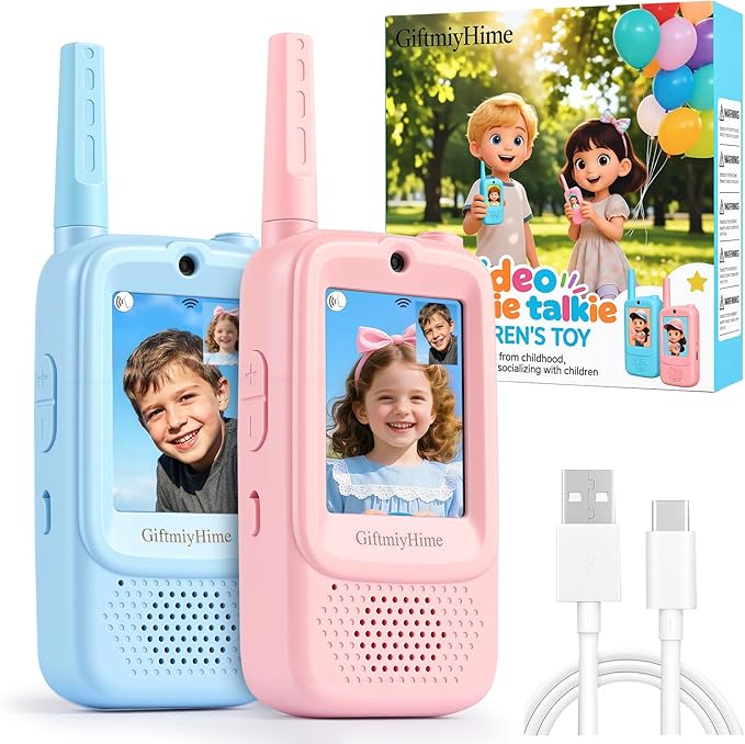 Video Walkie Talkies for Kids - Upgraded Handheld Rechargeable with Camera, Take Photos, Video Call & Voice Messages, Perfect for Outdoor Hiking,Camping,Travel (2 Pack)