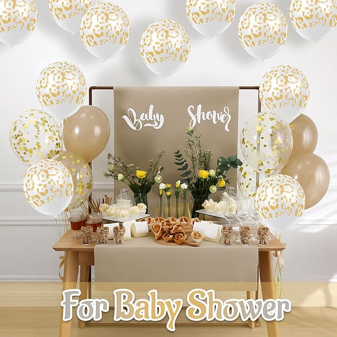 Gejoy 36 Pcs Cheetah Balloons Leopard Print Balloons 12 Inch Spots Latex Leopard Jungle Animal Decorations for Cheetah Zoo Theme Birthday Party Supplies (White)