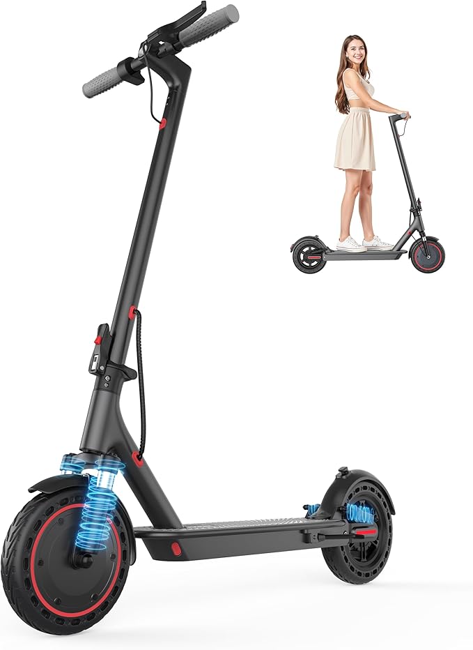 VOLPAM Electric Scooter, 350W/500W Powerful Motor, 8.5"/10" Solid Tires, 19/21Mph, 28/23/21/16 Miles Max Range, Dual Braking