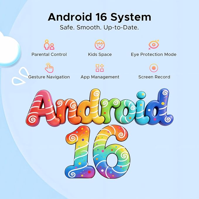 P10 Kids Tablet for Ages 3-7, Android 16 Tablet, Gemini AI, 10 Inch Tablets, 90Hz, 32GB RAM+64GB ROM, 7000mAH, 5G WiFi, Face ID, Kids Tablets with case,Includes a Child Protective case and Pen