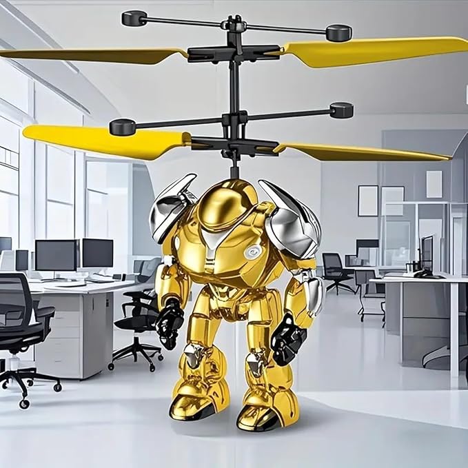 Warrior Induction Aircraft, Robot with Light Effects, Automatic Induction to Avoid Obstacles, All Occasion Gift Essentials, Happy Childhood for Kids, Flying Toys (Red)