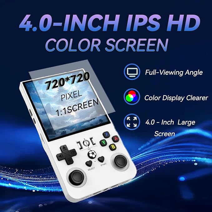 R36max Retro Handheld Game Console,64gb Memory,4000mah Battery, 18000 Pre-Installed Games ,4.0-Inch Ips Hd Screen Portable Retro Gaming Console,Suitable For Travel And Home Use (White) (White, 64, GB)