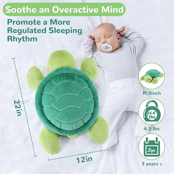 Turtle Weighted Stuffed Animals - 22 Inch 4.5 Pounds Weighted Plushies Sea Turtle Stuffed Animal - Big Tortoise Plush Pillow - Cute Plush Toys Gifts for Kids & Adults (22" 4.5 lbs)