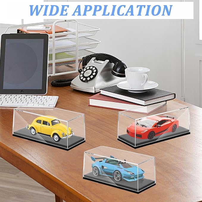 12 PCS Clear Model Cars Display Case,Toy Car Display Organizer Storage Case Fit for 1/64 Car Model,Clear Acrylic Display Box with Black Base for Hot Wheels Car(4.17 x 1.81 x 1.81 in)