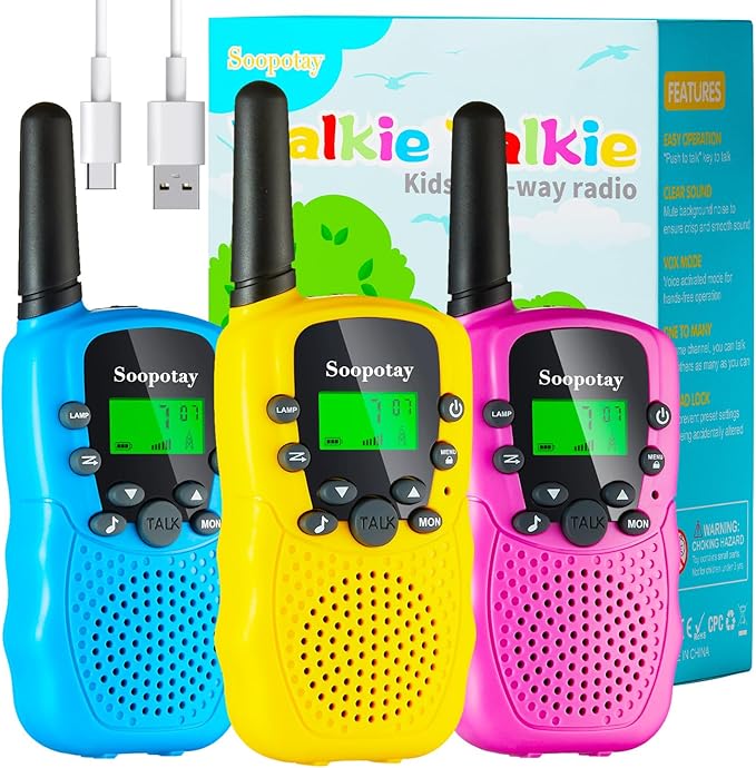 Rechargeable Walkie Talkies for Kids, Easter Basket Stuffers/Easter Gifts for Kids, Walkie Talkie Toys for Girls Boys, Outdoor Toys Games for Kids, Gifts for 3 4 5 6 7 8 9 10 Year Old Girls Boys