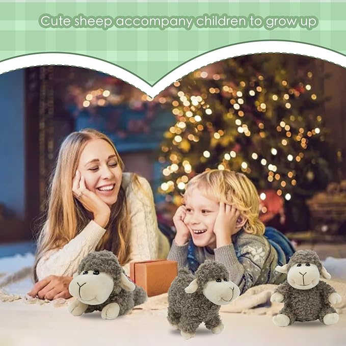 Tiny Heart Sheep Stuffed Animal, Sheep Plush Toy, Lamb Stuffed Animal Cute Soft Stuffed Lamb Kids Boys and Girls Birthday Home Decor Cuddly Grey Lamb Toys (Sitting Position)