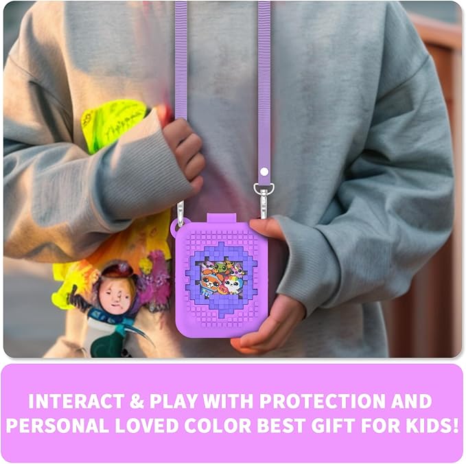 Soft Silicone Case for Bitzee Interactive Toy Digital Pet, Shockproof and Protective Carrying Case for Bitzee Interactive Electronic Pets with Lanyard (Light Purple)