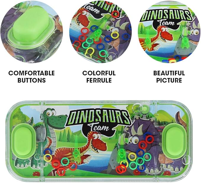 SevenQ Handheld Water Games, 4 Packs Dinosaur Theme Water Toss Ring Game Aqua Toy Water Ring Game for Kids Stocking Stuffers