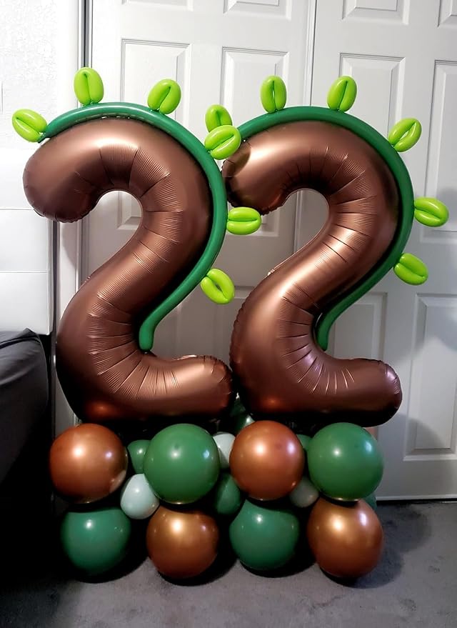2 Numbers Balloon 40 Inch Coffee Brown Two Balloon Number Birthday Decor, 2nd 12 21st Party Celebration Decorations Graduations Wedding Baby Shower