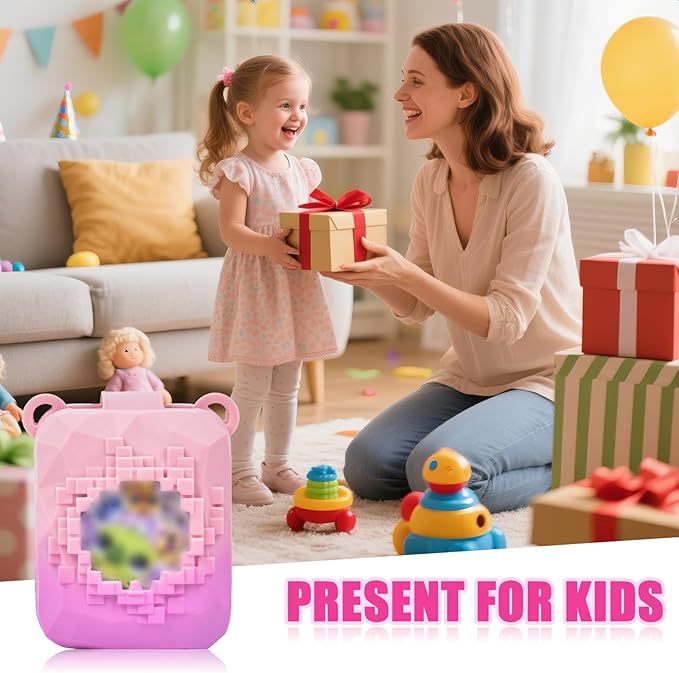 Silicone Cover Case Compatible with Bitzee Magicals Interactive Toy Digital Pet, Protective Sleeve Skin with Detachable Shoulder Strap for Virtual Electronic Pets & Accessories (Bag Only) - Pink