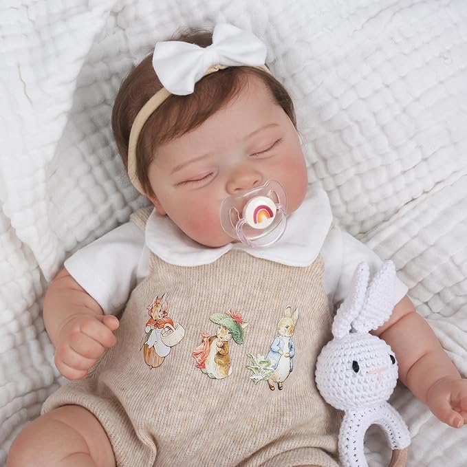 CHAREX Lifelike Reborn Baby Dolls - 22 Inch Sleeping Realistic Newborn Baby Girl with Soft Weighted Cloth Body, Real Life Baby Doll Peaches with Realistic Veins, Doll Gift Set for Kids Age 3+