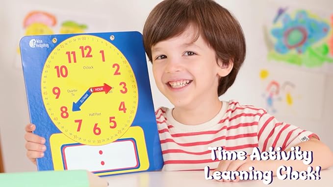 Large Dry Erase Magnetic Teaching Demonstration Clock, Kids Telling Time Learning Clock for Analog and Digital Time, Labelled Minute & Hour Hands, for School Classrooms & Homeschool Supplies