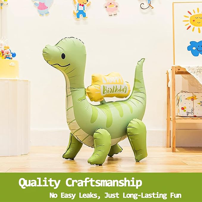 LilyZheng 5-Pack Self-Standing 3D Dinosaur Balloons Pastel Foil Balloons Inflatable Dino Party Decorations for Kids Birthday Jurassic Theme Dinosaur Supplies