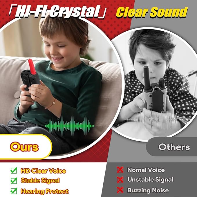Vvinca Walkie Talkies for Kids Rechargeable 4 Pack