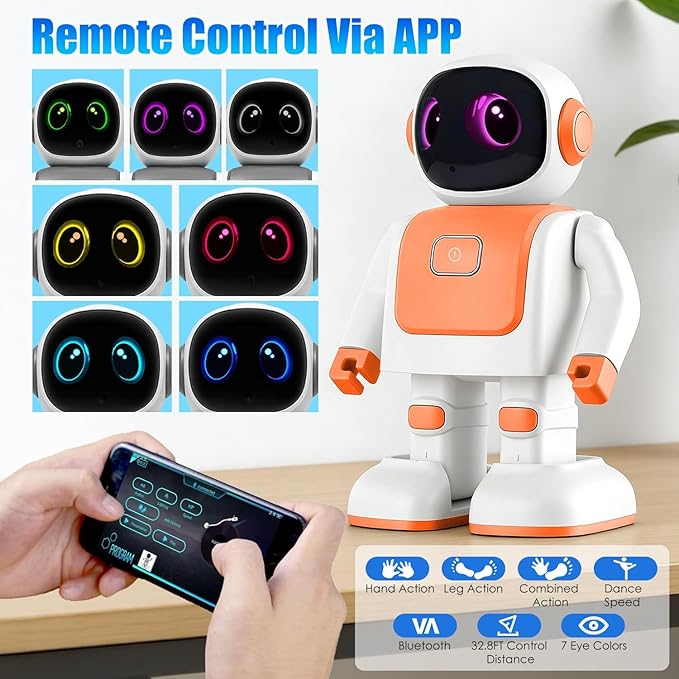 iMounTEK Smart AI Robot Interactive Learning Dancing Robot Voice Assistant Telling Story Singing Music Programmable Moves for Gift/Orange