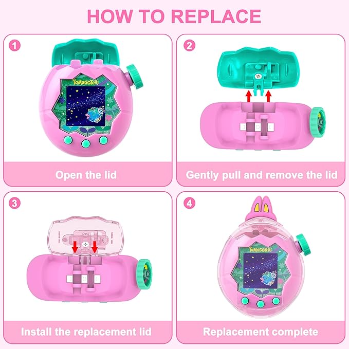 for Tamagotchi Paradise Clear Case and Replacement Lid Set, Ideal for DIY Fans, Collectors and Display, for Paradise Tamagotchi Accessories, with Lanyard (No Device/Film)