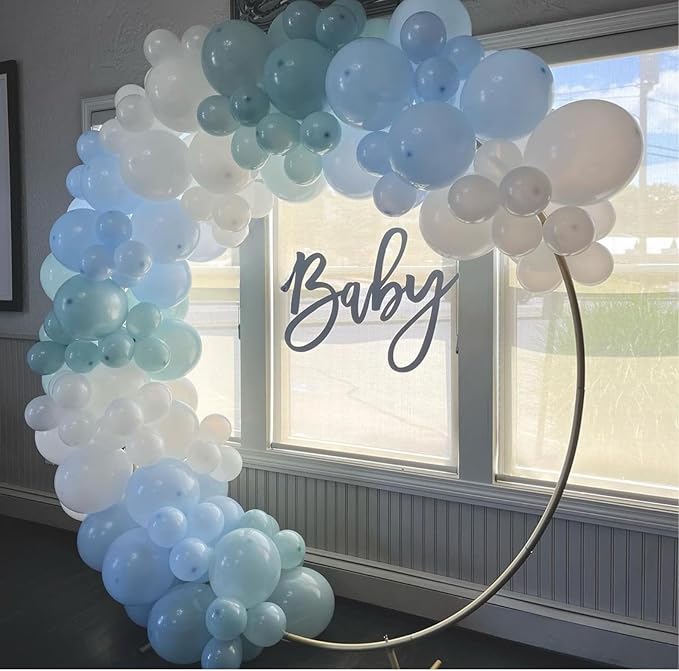 Pastel Blue and White Balloons,12 Inch Light Baby Blue and White with Clear Latex Balloon for Wedding Bachelorette Boy Gender Reveal Bridal Baby Shower Birthday Party Decorations