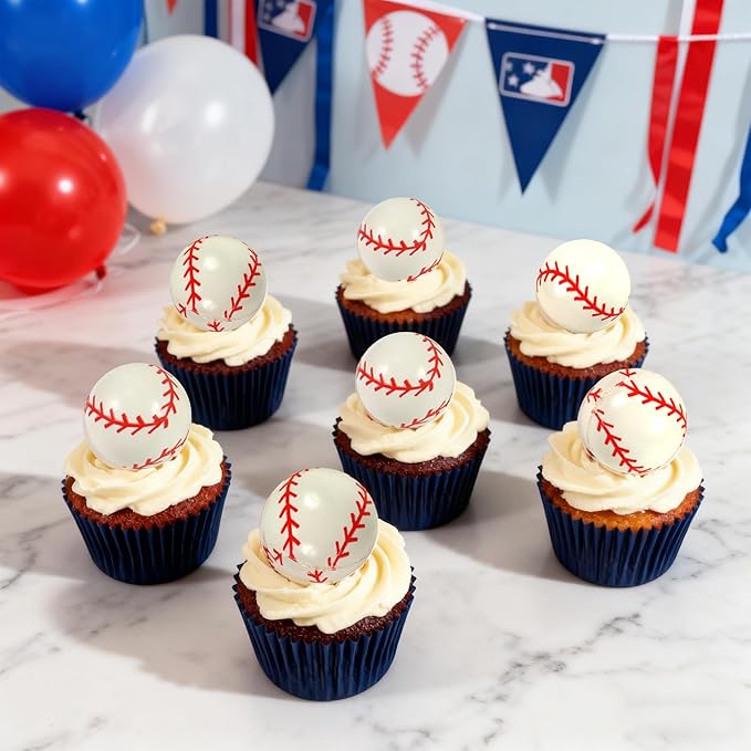28pcs Baseball Cake Topper Decorations Mini Cup Cake Decorations For Baseball Theme Birthday (Style 04)