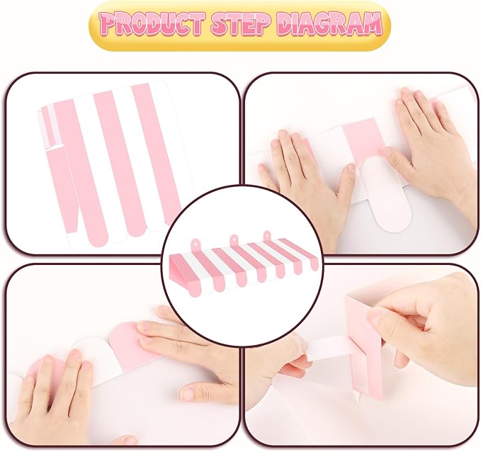 2 Pcs Circus Awning Wall Decorations 3D Carnival Striped Awnings for Carnival Theme Party Ice Cream Station Classroom Decoration Circus Party Supplies (Pink and White)