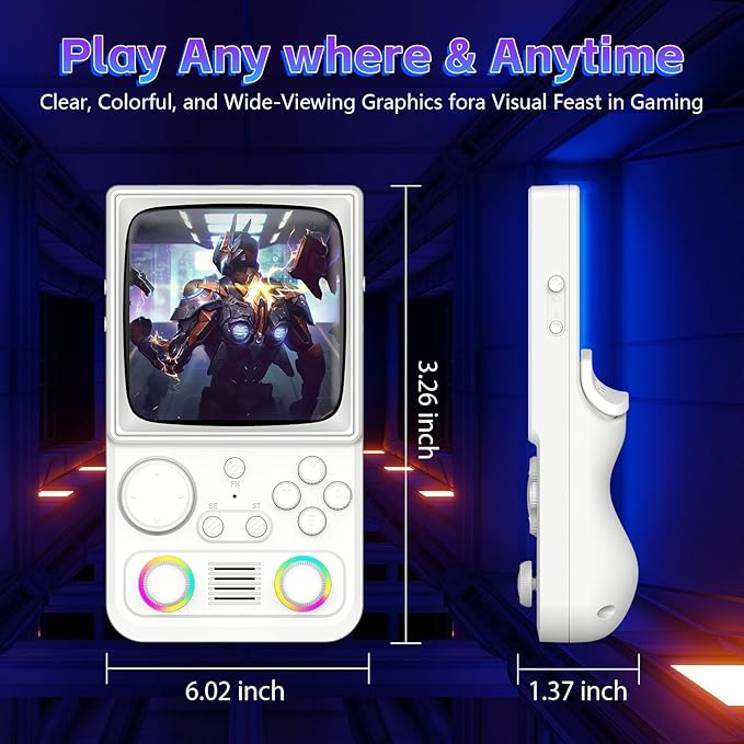 R36TMAX Retro Handheld Game Console, 4.0 Inch IPS HD Screen Retro Gaming Console, Handheld Game Console with 18000+ Classic Games, Supports WiFi Networked Fighting and OTG, Built-in 64G-Pearl White
