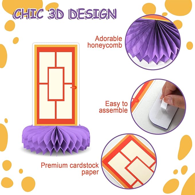 9 Sets Monsters Birthday Party Supplies Colorful Door Honeycomb Centerpieces Door Shaped Honeycomb Balls Table Centerpieces Set Monster Party Decorations Honeycomb Decor for Baby Shower Holiday Home