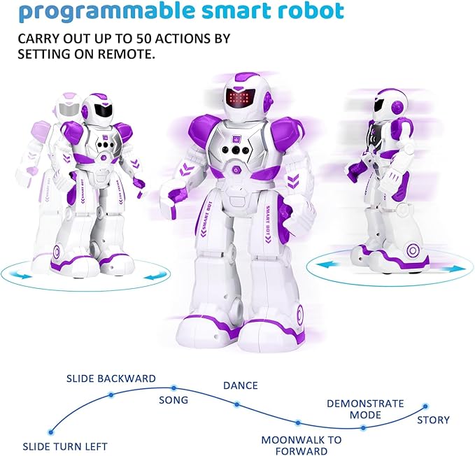 KingsDragon Robots Toy for Kids, RC Gesture Sensing Toy, Interactive Walking Singing Dancing Robot Birthday Presents for Boys Girls Age 6 7 8 9 Years Old,Purple