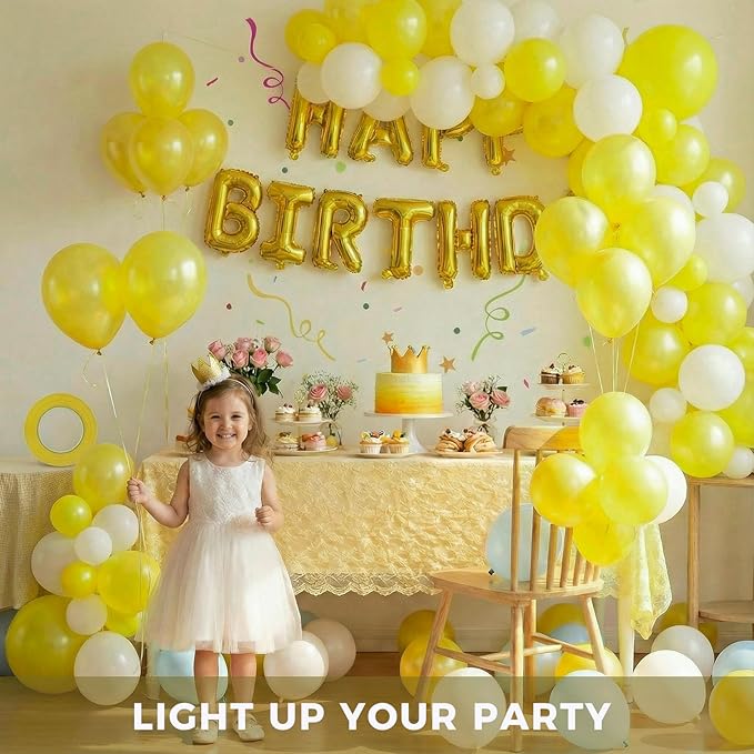 LovesTown 110PCS Yellow Balloons, Yellow Latex Balloon for Easter Sunflower Birthday Baby Shower Graduation Engagement Anniversary Wedding Party Supplies Garland Arch Decoration,12 Inches