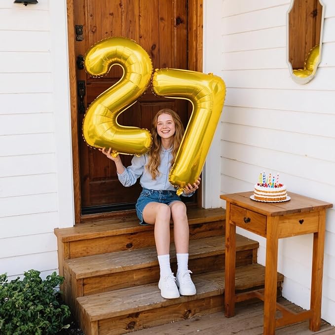 40 Inch Gold Balloon Number 2 Giant Two Balloon Number Birthday Decorations, 2nd 12 20 21st Party Celebration Decorations Digital Balloon Wedding Anniversary Party Supplies