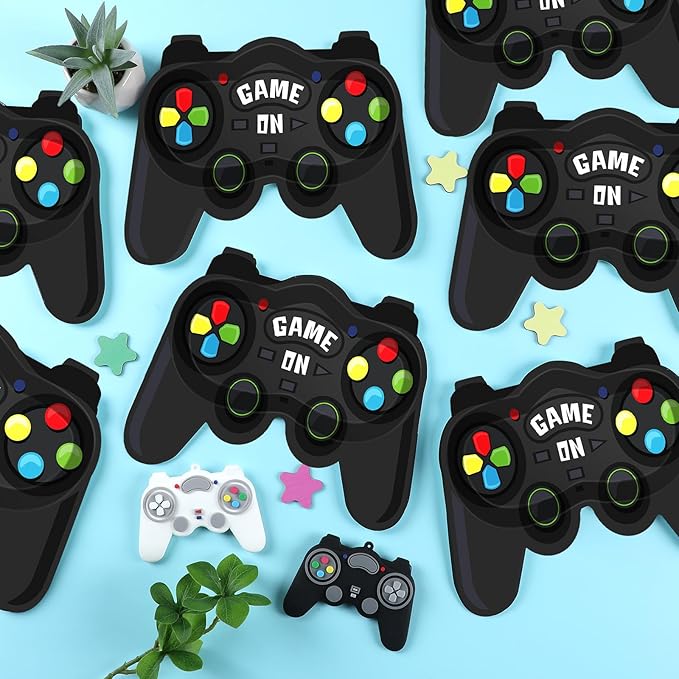 CHUNNIN 50 PCS Video Games Party Plates Gaming Dessert Disposable Plates for Kids Video Game Themed Party Supplies Game On Paper Tableware Birthday Decorations Supplies