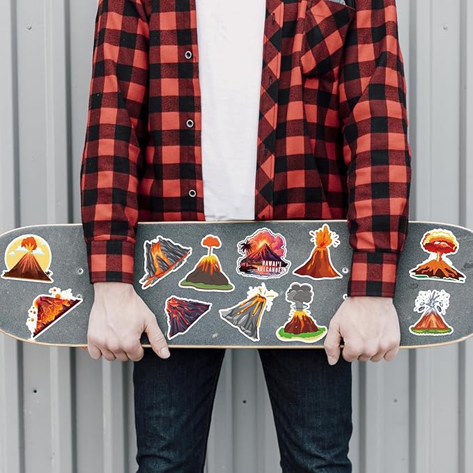 98PCS Hot Volcano Party Favors Hot Lava Theme Birthday Supplies Decorations Volcano Tattoos Volcano Slap Bracelets Volcano Keychains Volcano Stickers Hot Lava Button Pins