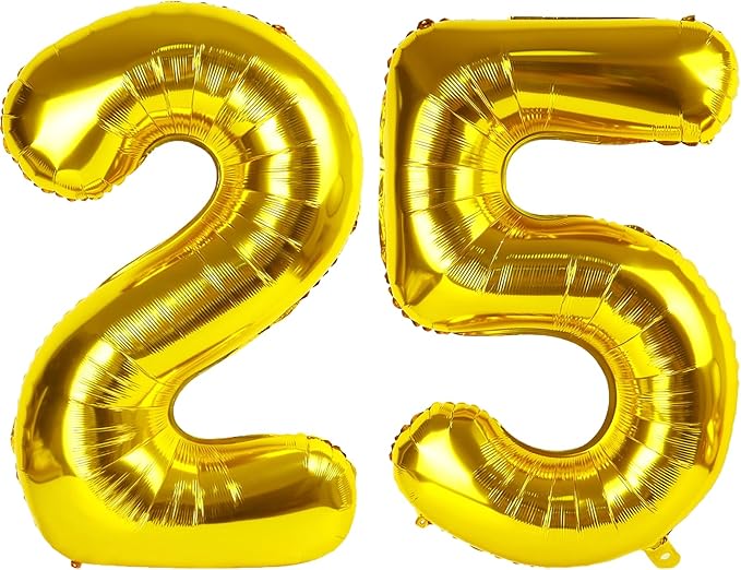 40 Inch Gold Balloon Number 25 Balloon,Jumbo Mylar Foil Helium Balloon for 25 Birthday Digital Balloons for Birthday Party,Wedding Anniversary Party Decorations
