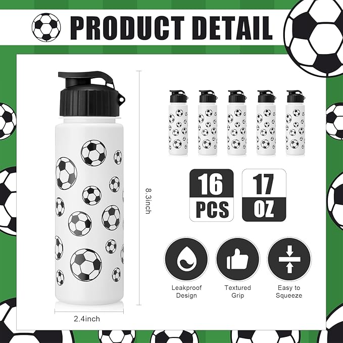 LemonRoad 164 Pcs Sports Party Favors Set 16 Plastic Cups 16 Charm Bracelets 16 Keychains 16 Mini Foam Stress Balls 100 Stickers for Sports Party Supplies(Soccer)