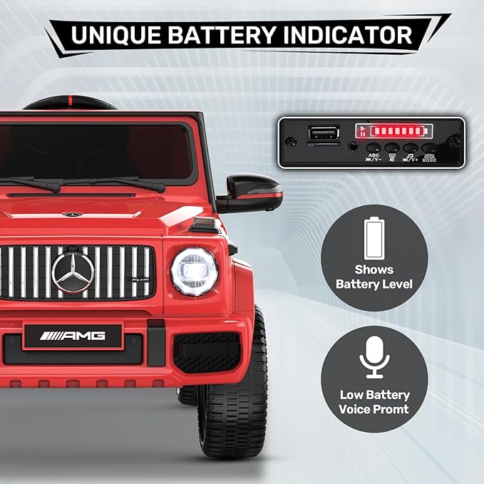ANPABO Licensed Mercedes-Benz G63 Car for Kids, 12V Ride on Car w/Parent Remote Control, LED Headlights, Music Player/Bluetooth & Horn, Soft Start, Low Battery Prompt, Kids Electric Car, Red