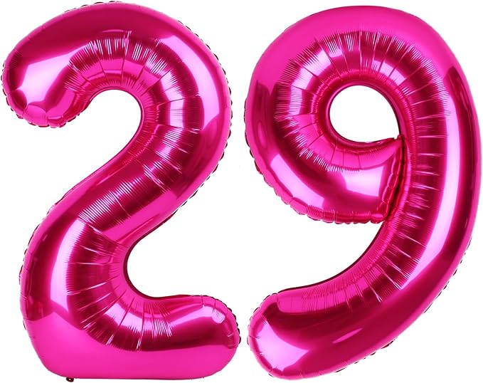 40 Inch Big Hot Pink 29 Balloon Number, Jumbo Giant Happy 29 Birthday Party Decorations, Large Nine Mylar Foil Anniversary Birthday Party Engagement Decorations