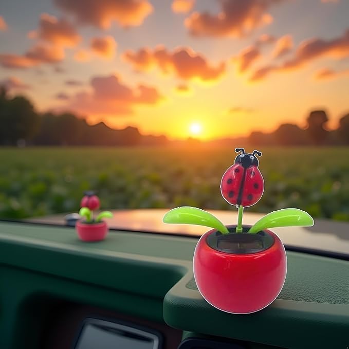 1 Pcs Red Solar Dancing Flower Car Dashboard Decorations - Funny Solar Powered Dancing Flower Pot Car Ornaments Flower Swinging Decoration for Car Decor,Solar Power Kits Learning and Education