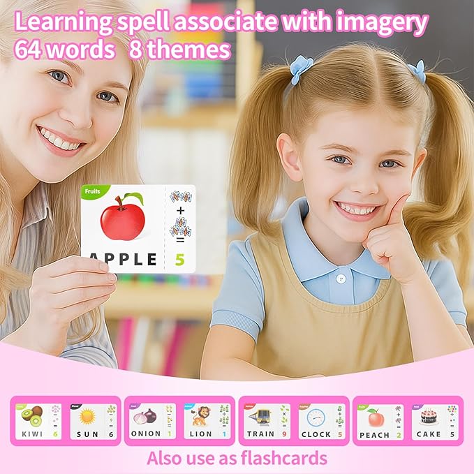Educational Toys for Kids Ages 3-8, Matching Letter Spelling Game ABC Learning, Learning Toys for 4-7 Year Old Girls,Christmas Birthday Party Gifts for 3 4 5 6 7 8 Year Olds Girls Pink