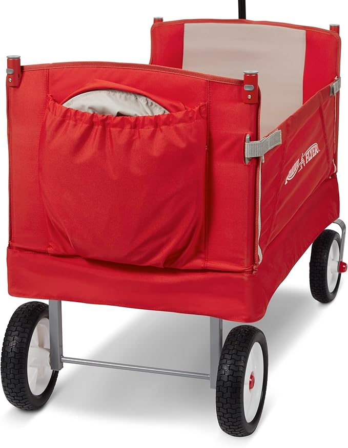 Radio Flyer 3-in-1 Off-Road EZ Fold Wagon with Canopy, for Kids 1.5+, 3-in-1 Push or Pull, with Bench Mode, One Hand Flat Fold, Off-Road Tires, DuraClean Fabric, Seat Belts, Stroller Wagon for Kids